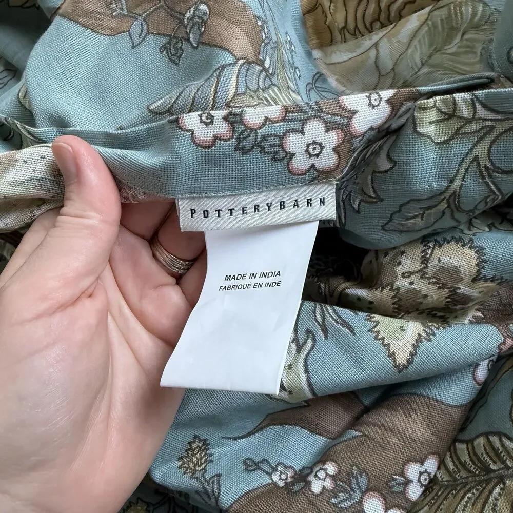 Pottery Barn Palampore Blue Floral King Duvet Cover 3 Euro Shams Cotton